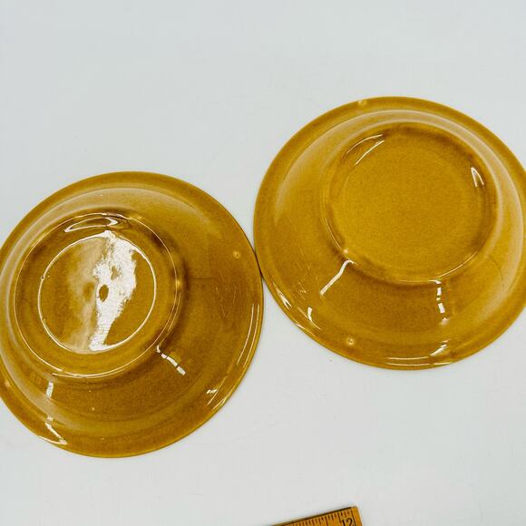 2 Vintage 1960s Canonsburg Pottery Butterscotch Ironstone Dessert Bowls 6" small - Picture 6 of 7